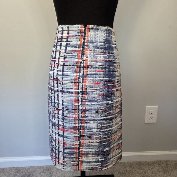 WORTH New York Women's Pencil Straight Skirt Size 6 Tweed Fringe Americana - Picture 4 of 15